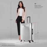 DUKAP INCEPTION Luggage with Spinner Wheels | Durable Lightweight Hardside Suitcase, Travel Bag with Handle and Trolley, 28 - Inch Large Checked Luggage | Silver