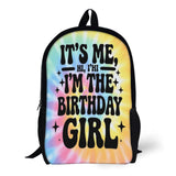 DUMIERTKL It's Me Hi I'm The Birthday Girl Backpack, 17 Inch Laptop Backpacks Unisex for Daily Travel Hiking Work Camping