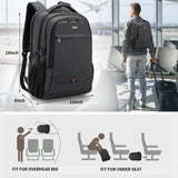 DUSLANG 17 Inch Laptop Backpack for Travel with Backpack Rain Cover College Backpack for Men Laptop Bag with USB Charging Port,Black
