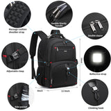 DUSLANG 50L Travel Laptop Backpack for Men Women, Extra Large Heavy Duty Big Carry on Backpack for Weekend Airline Approved Fits 17 Inch Computer, Black