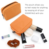 E - Tree Cute Small Makeup Bag,Cosmetic Toiletry Make up Skin Care Little Items Pouch for Purse,Zipper Mini Tech Charger Cable Electronic Organizer Case,Travel Accessories for Women Men Teen,Orange