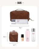 EACHY Travel Makeup Bag, Large Capacity Cosmetic Bags for Women, Waterproof Portable Open Flat Toiletry Bag Make up Bag with Divider and Handle, Gifts for Women (I - Brown, Medium)