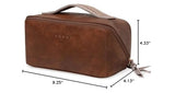 EACHY Travel Makeup Bag, Large Capacity Cosmetic Bags for Women, Waterproof Portable Open Flat Toiletry Bag Make up Bag with Divider and Handle, Gifts for Women (I - Brown, Medium)