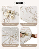 EACHY Travel Makeup Bag, Large Capacity Cosmetic Bags for Women, Waterproof Portable Pouch Open Flat Toiletry Bag Pattern Make up Bag (F - Beige)