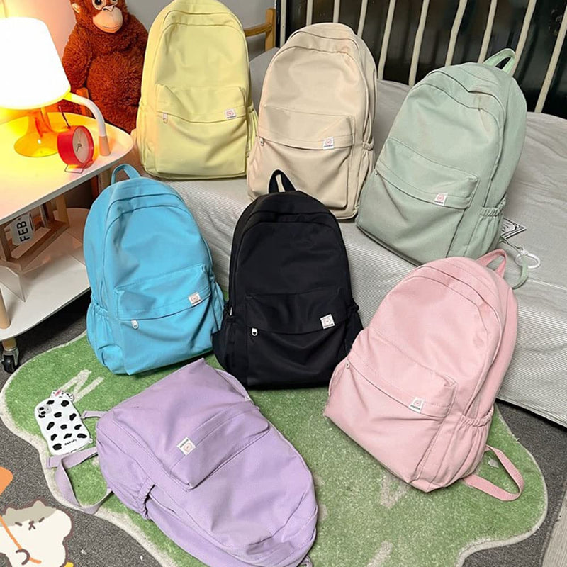 Eagerrich Aesthetic Backpack Cute Backpack School Supplies Laptop Bag for Teens Girls Women Students Solid Color