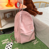 Eagerrich Aesthetic Backpack Cute Backpack School Supplies Laptop Bag for Teens Girls Women Students Solid Color