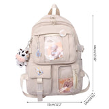Eagerrich Cute Backpack with Cute Pin Accessories Plush Pendant for School Bag Student Girl Backpack Super - Capacity Waterproof Travel Backpack(Green - 2)