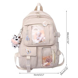 Eagerrich Cute Backpack with Cute Pin Accessories Plush Pendant for School Bag Student Girl Backpack Super - Capacity Waterproof Travel Backpack(Green - 2)