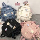 Eagerrich Cute Mini Backpack with Cute Pin Accessories Plush Pendant Small backpack Aesthetic Mini Backpack for School(Black - 2)