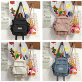 Eagerrich Cute Mini Backpack with Cute Pin Accessories Plush Pendant Small backpack Aesthetic Mini Backpack for School(Black - 2)