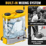 EarthCraft 4.2 Gal Battery Powered Backpack Sprayer Compatible with DeWalt 20V Battery (Tool Only), Equipped with Mixing System, Backpack Garden Sprayer with 6 Spray Nozzles for Lawn, Garden, Yard
