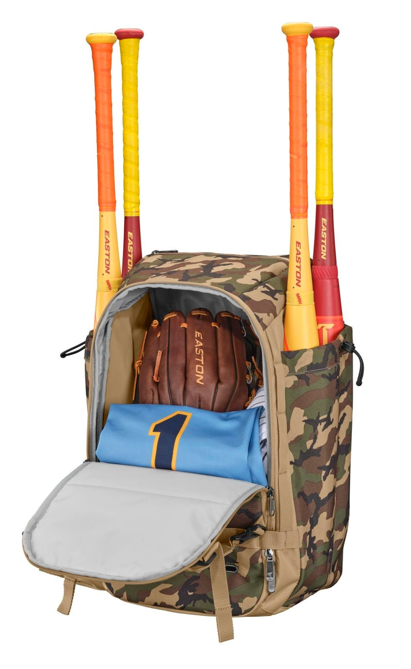 Easton | Walk-Off Ethos Backpack Equipment Bag | Baseball & Softball | Tan Army Camo