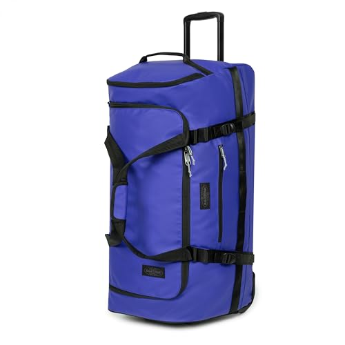 Eastpak Duffel Pack Wheel M – 60L Wheeled Duffel with Telescopic Handle, Convertible Backpack Straps, Weatherproof Finish & Gear Loops, Tarp Blue