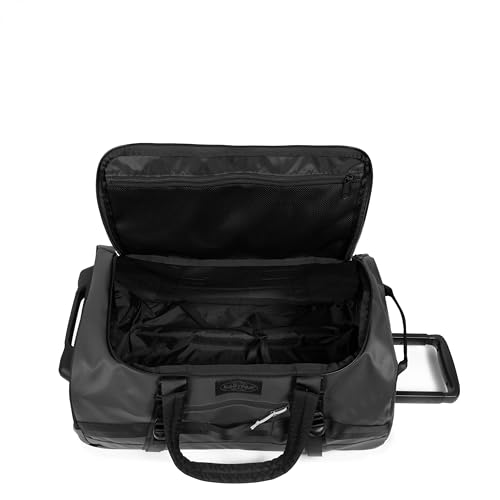 Eastpak Duffel Pack Wheel S – 38L Wheeled Duffel with Telescopic Handle, Convertible Backpack Straps, Weatherproof Finish & Gear Loops, Tarp Black