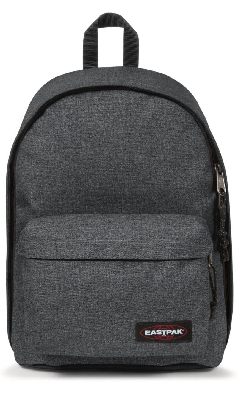 EASTPAK Out Of Office – 31L Backpack with Dual Compartments, 16” Laptop Sleeve, Security Pocket, Bottle Holder & Air Mesh Straps, Black Denim