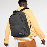 EASTPAK Out Of Office – 31L Backpack with Dual Compartments, 16” Laptop Sleeve, Security Pocket, Bottle Holder & Air Mesh Straps, Black Denim