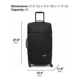 EASTPAK Trans4 M – 68L Large Wheeled Luggage with Dual Compartments, TSA Lock, 360° Spinner Wheels, and Diamond - Embossed Handle, Black