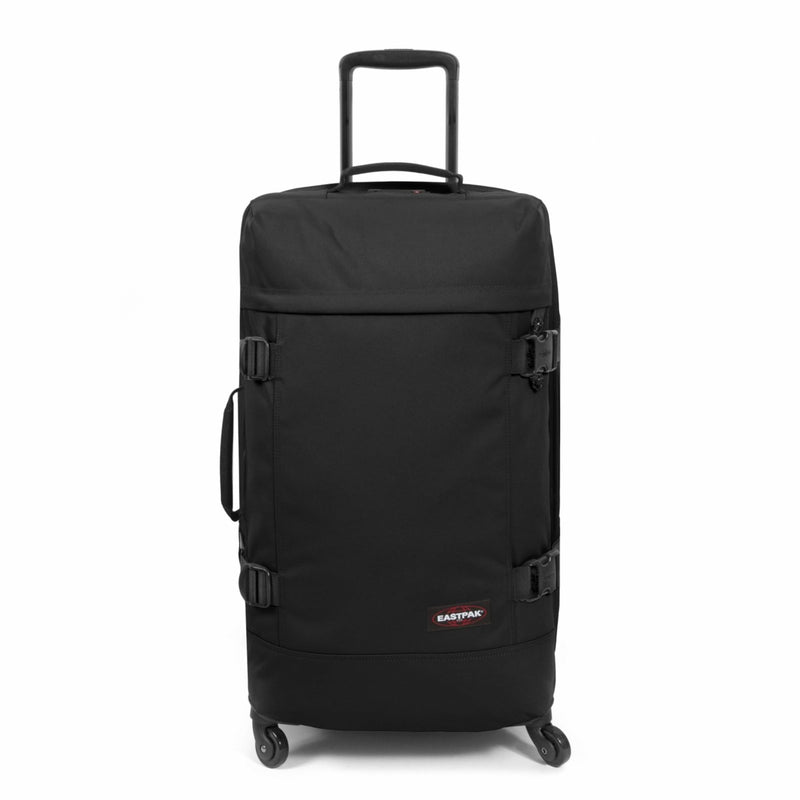 EASTPAK Trans4 M – 68L Large Wheeled Luggage with Dual Compartments, TSA Lock, 360° Spinner Wheels, and Diamond - Embossed Handle, Black