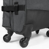 EASTPAK Trans4 S – 44L Large Wheeled Luggage with Dual Compartments, TSA Lock, 360° Spinner Wheels, and Diamond - Embossed Handle, Black Denim