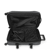 EASTPAK Trans4 S – 44L Large Wheeled Luggage with Dual Compartments, TSA Lock, 360° Spinner Wheels, and Diamond - Embossed Handle, Black Denim