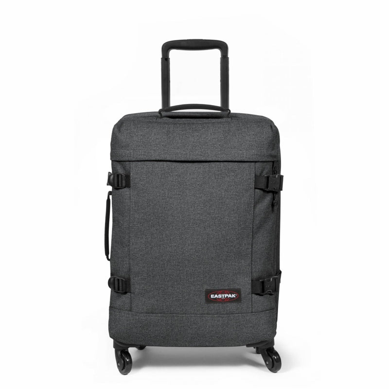 EASTPAK Trans4 S – 44L Large Wheeled Luggage with Dual Compartments, TSA Lock, 360° Spinner Wheels, and Diamond - Embossed Handle, Black Denim