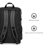EASTPAK Travelpack – 42L Cabin-Size Duffel Backpack with Dual Compartments, 17" Laptop Sleeve, Vegan Design & Adjustable Straps, Tarp Black