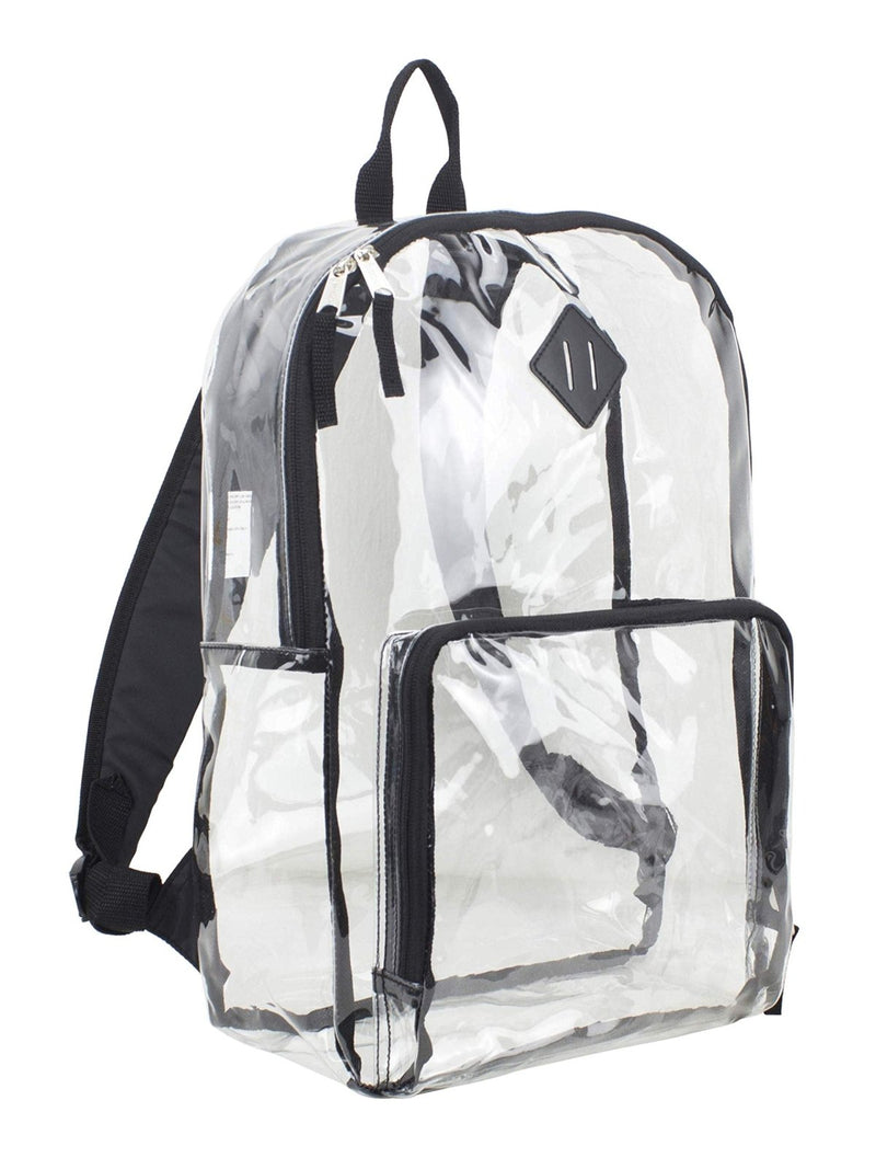 Eastsport - Backpack, PVC Plastic, 12 1/2 x 5 1/2 x 17 1/2 - Clear/Black, 193971BJBLK