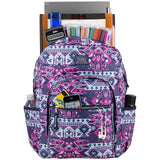 Eastsport Carry On Travel Weekender Backpack with Extra Large Main Compartment, Navy/Tribal Print