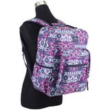 Eastsport Carry On Travel Weekender Backpack with Extra Large Main Compartment, Navy/Tribal Print