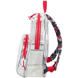 Eastsport Clear Backpack Stadium Approved See Through Transparent Heavy Duty with Padded Adjustable Straps – Perfect for Travel, Security, Airports, Concerts, and Sporting Events - Poppy Red/Digital