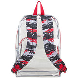 Eastsport Clear Backpack Stadium Approved See Through Transparent Heavy Duty with Padded Adjustable Straps – Perfect for Travel, Security, Airports, Concerts, and Sporting Events - Poppy Red/Digital