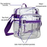 Eastsport Clear Bag for Stadium Approved Stadium Events 12×4×10 Clear Tote Lunch Bag with Reinforced Straps for Work and Sporting Events Purple