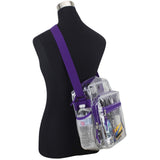 Eastsport Clear Bag for Stadium Approved Stadium Events 12×4×10 Clear Tote Lunch Bag with Reinforced Straps for Work and Sporting Events Purple