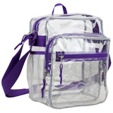 Eastsport Clear Bag for Stadium Approved Stadium Events 12×4×10 Clear Tote Lunch Bag with Reinforced Straps for Work and Sporting Events Purple