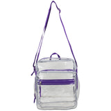 Eastsport Clear Bag for Stadium Approved Stadium Events 12×4×10 Clear Tote Lunch Bag with Reinforced Straps for Work and Sporting Events Purple