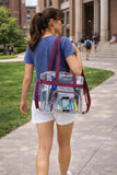 Eastsport Clear Bag for Stadium Events 12×5×12 Clear Tote Lunch Bag with Reinforced Straps for Work and Sporting Events, Burgundy