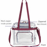 Eastsport Clear Bag for Stadium Events 12×5×12 Clear Tote Lunch Bag with Reinforced Straps for Work and Sporting Events, Burgundy