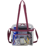 Eastsport Clear Bag for Stadium Events 12×5×12 Clear Tote Lunch Bag with Reinforced Straps for Work and Sporting Events, Burgundy