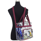 Eastsport Clear Bag for Stadium Events 12×5×12 Clear Tote Lunch Bag with Reinforced Straps for Work and Sporting Events, Burgundy