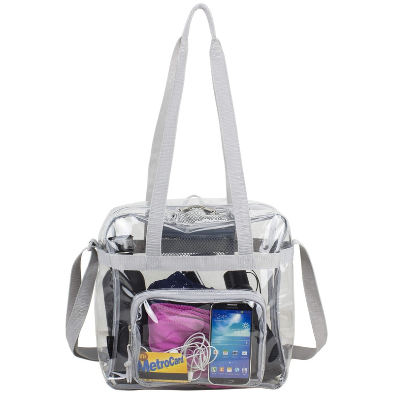 Eastsport Clear Bag for Stadium Events 12×5×12 Clear Tote Lunch Bag with Reinforced Straps for Work and Sporting Events, Gray