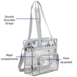 Eastsport Clear Bag for Stadium Events 12×5×12 Clear Tote Lunch Bag with Reinforced Straps for Work and Sporting Events, Gray