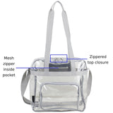 Eastsport Clear Bag for Stadium Events 12×5×12 Clear Tote Lunch Bag with Reinforced Straps for Work and Sporting Events, Gray