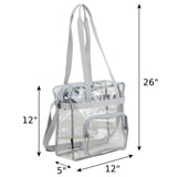 Eastsport Clear Bag for Stadium Events 12×5×12 Clear Tote Lunch Bag with Reinforced Straps for Work and Sporting Events, Gray