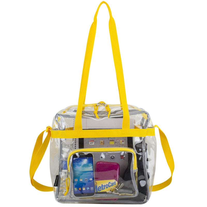 Eastsport Clear Bag for Stadium Events 12×5×12 Clear Tote Lunch Bag with Reinforced Straps for Work and Sporting Events, Yellow