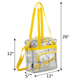 Eastsport Clear Bag for Stadium Events 12×5×12 Clear Tote Lunch Bag with Reinforced Straps for Work and Sporting Events, Yellow