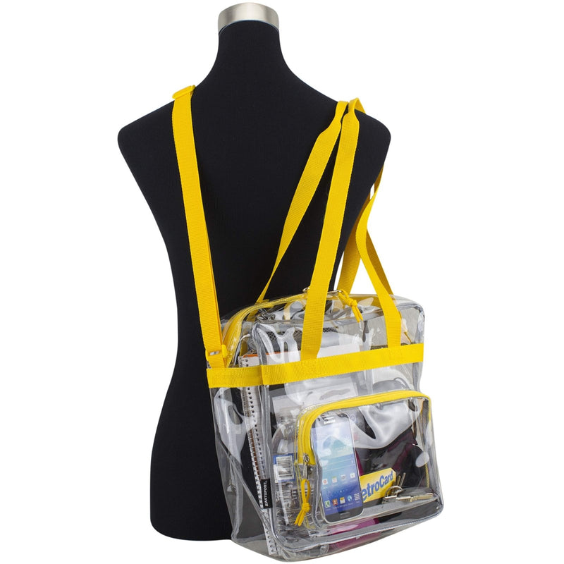 Eastsport Clear Bag for Stadium Events 12×5×12 Clear Tote Lunch Bag with Reinforced Straps for Work and Sporting Events, Yellow