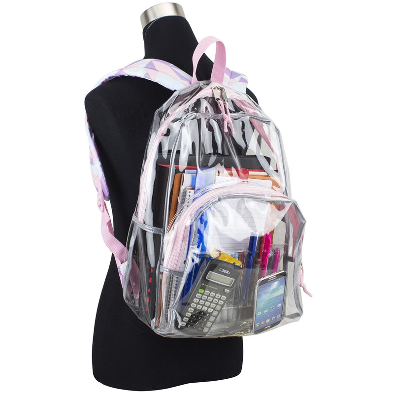 Eastsport Clear PVC Backpack Clear Bag for Concerts, Sports Events Festivals, College, Work, Crystal Rose Sand
