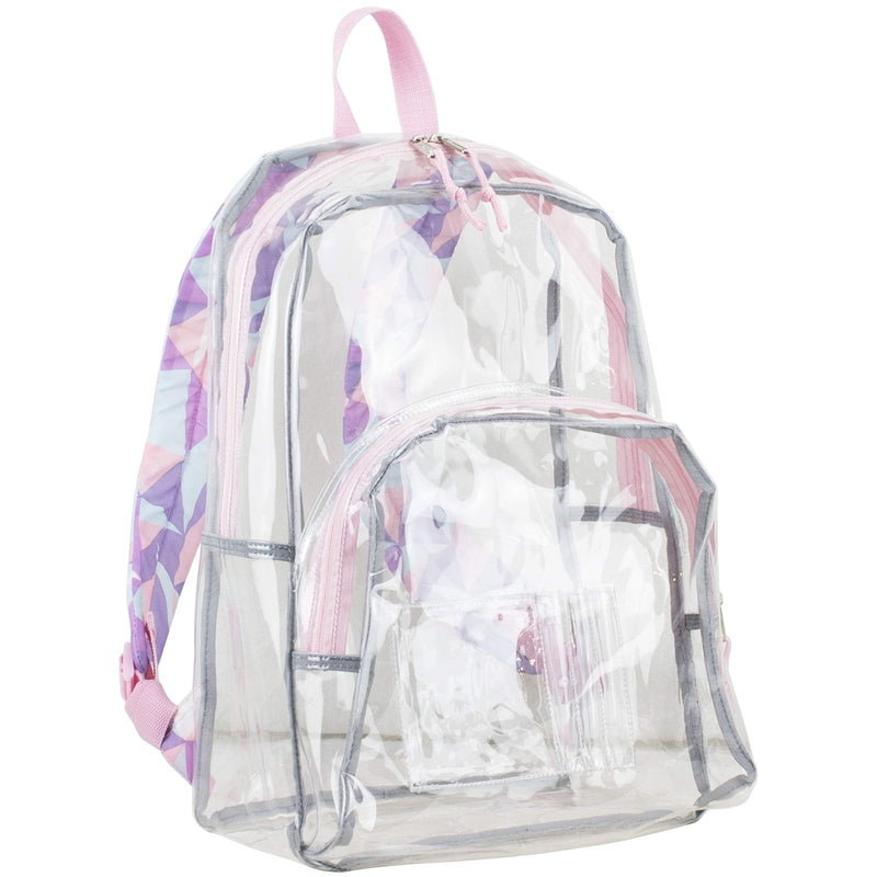 Eastsport Clear PVC Backpack Clear Bag for Concerts, Sports Events Festivals, College, Work, Crystal Rose Sand
