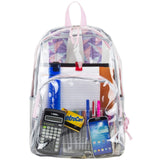 Eastsport Clear PVC Backpack Clear Bag for Concerts, Sports Events Festivals, College, Work, Crystal Rose Sand