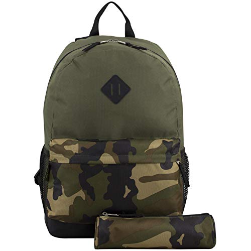 Eastsport Dome Classic Travel Daypack Backpack Bookbag Bag with Accessory Pouch, Army Green/Camo | Backpacks4Less
